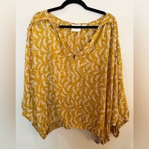 Maeve by Anthropologie XL Yellow Floral Blouse
